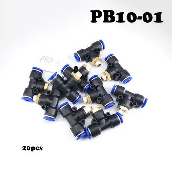

PB10-01 20Pcs/Lot pneumatic quick quick connector thread T type three links