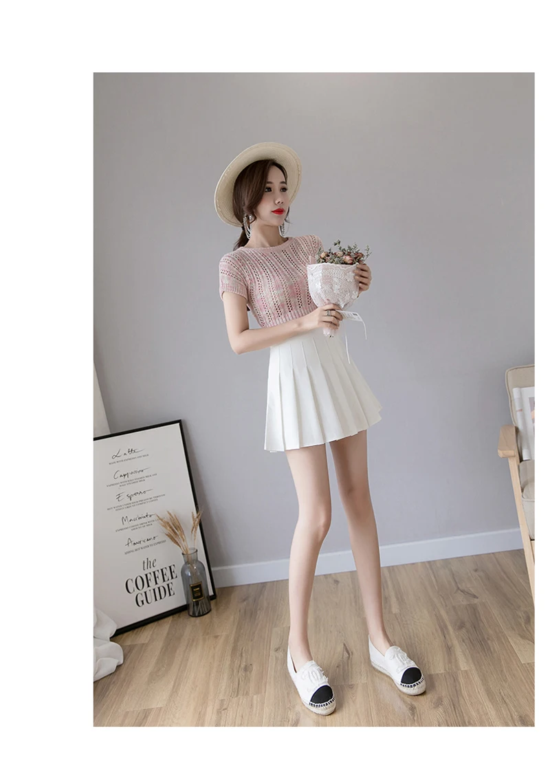 Zoki Sexy Women Pleated Skirt Summer High Waist Chic A Line Ladies Pink Mini Skirt Korean Zipper Preppy Style Girls Dance Skirt white denim skirt