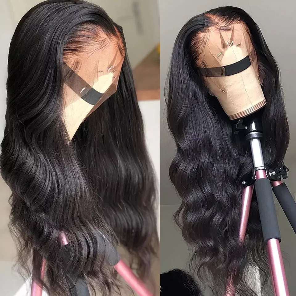 Сапфировые фронтальные человеческие волосы парики предварительно сорванные бразильские волнистые парики для женщин отбеленные узлы 8-22 дюйма фронтальные парики