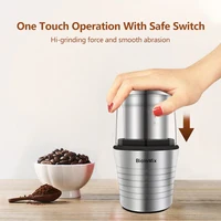Coffart By BioloMix 2-in-1 Wet and Dry Double Cups 300W Electric Coffee Bean Grinder Stainless Steel Body and Miller Blades 2
