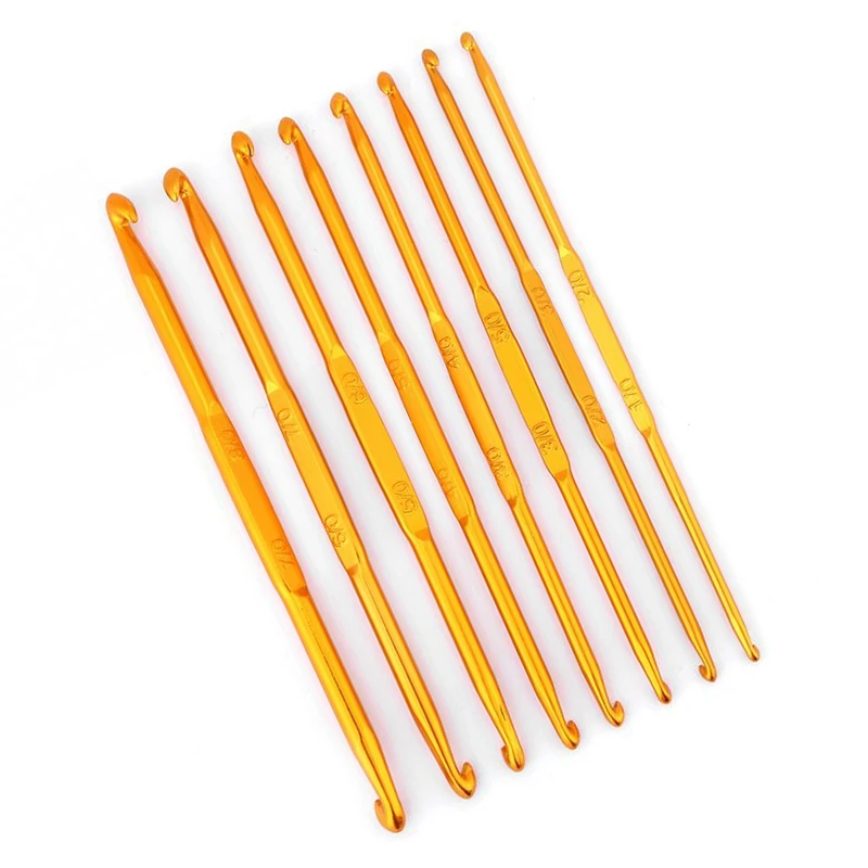 8Pcs Golden Double End Crochet Hook Bamboo Knitting Needle Set Home Weave Needle Crochet Hooks Sewing Craft Tool