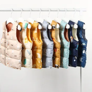 

OLEKID 2020 Autumn Winter Baby Vest Cartoon Dinosaur Baby Girl Vest Coat 1-5 Years Kid Toddler Boy Waistcoat Children Vest