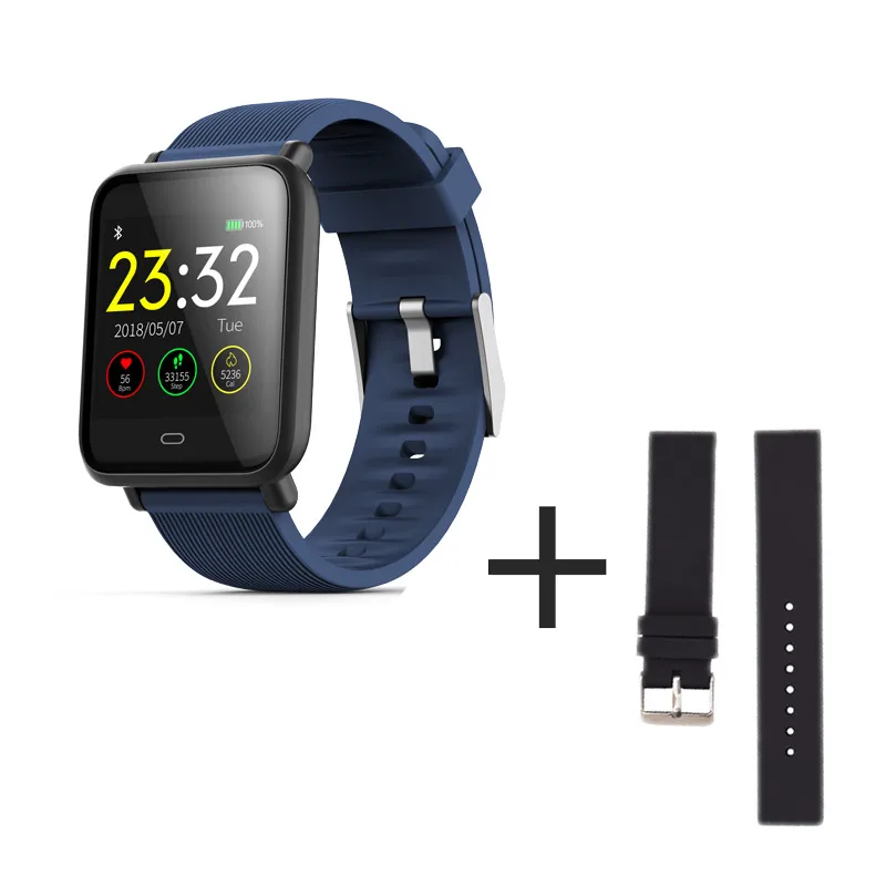 696 Q9 умный Браслет спортивный фитнес-трекер многофункциональные Q9 водонепроницаемые наручные часы для iOS Android 1,3 дюймов цветной экран - Цвет: Blue 2 strap