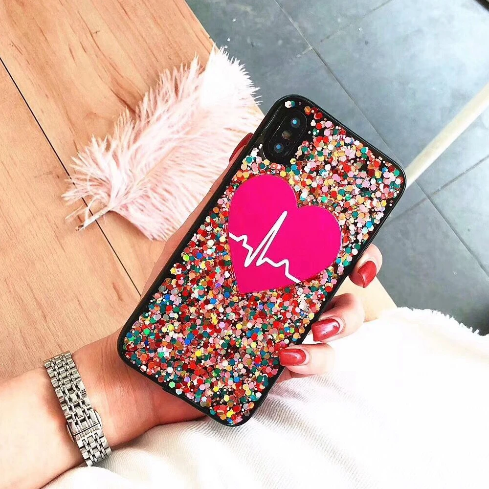for iphone 11 pro 7 8 plus XR XS MAX for samsung S20 Ultra S8 S9 s10 note 10 Unique Heart Custom name Laser Glitter Phone case for iphone 11 pro 7 8 plus XR XS MAX for samsung S20 Ultra S8 S9 s10 note 10 Unique Heart Custom name Laser Glitter Phone case