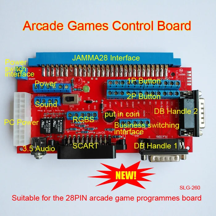 

SNK Motherboard 28Pin JAMMA To DB 15PIN Joypad Arcade Joystick Convert Board CBOX Converter With SCART Video & 3.5 Audio Output