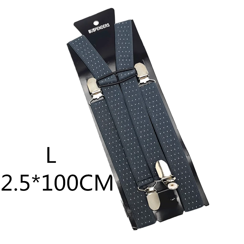 Grey dot-100cm 2,5 см ширина, для взрослых и детей, жаккардовые подтяжки в горошек, для мужчин и женщин, эластичные регулируемые подтяжки, подтяжки, свадебная праздничная одежда, подходящая рубашка - Цвет: Grey dot-100cm