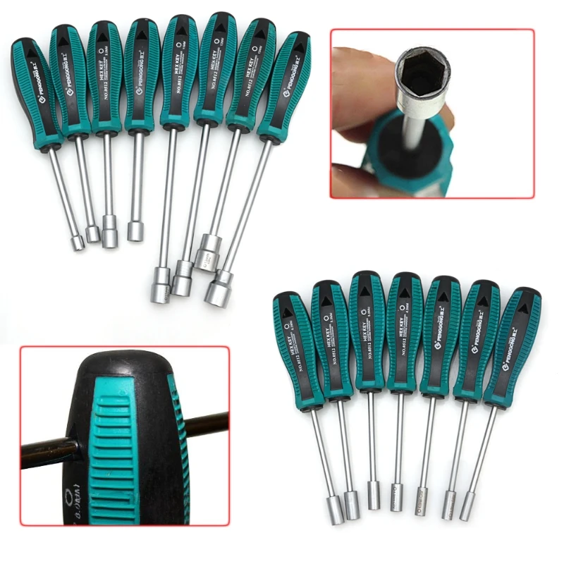 

Metal Socket Driver Wrench Screwdriver Hex Nut Nutdriver Hand Tool 4mm/5mm/5.5mm/6mm/7mm/8mm/9mm/10mm/11mm/12mm/13mm/14mm