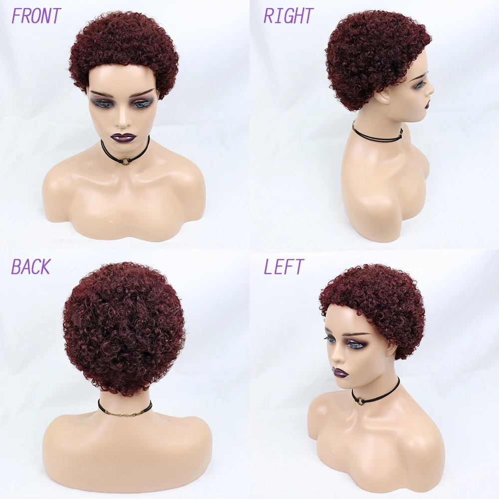 Short Curly Hair Wigs Pixie Cut Brazilian Human Hair For Black Women Natural Black 150% Density Glueless Afro Kinky Curly Wig
