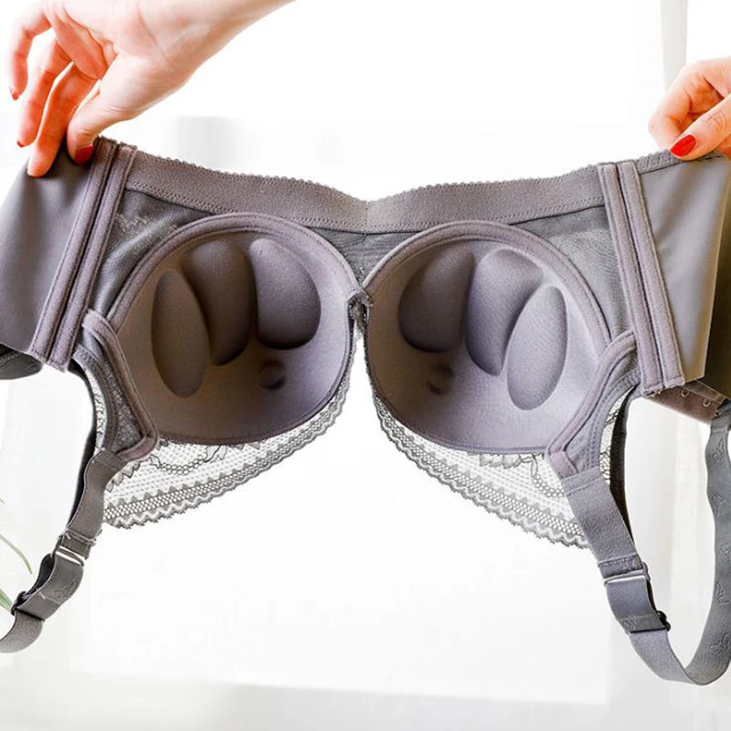 Large size underwear and bra thin section gather large chest gather adjust full cup cup without underwire underwear smooth finis