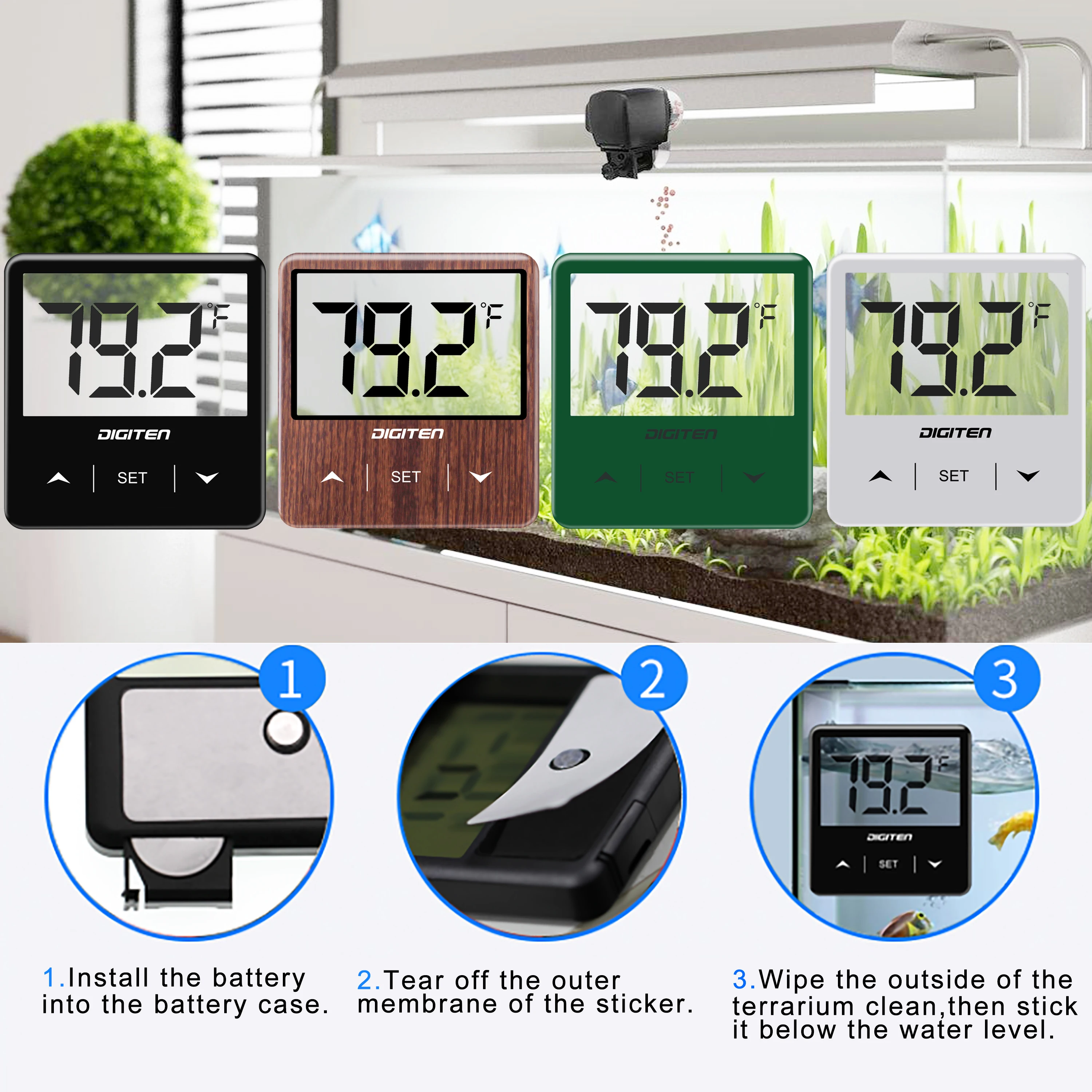 Fish Tank Aquarium Thermometer Digital/Analogue Temperature Gauge Glass  Stick