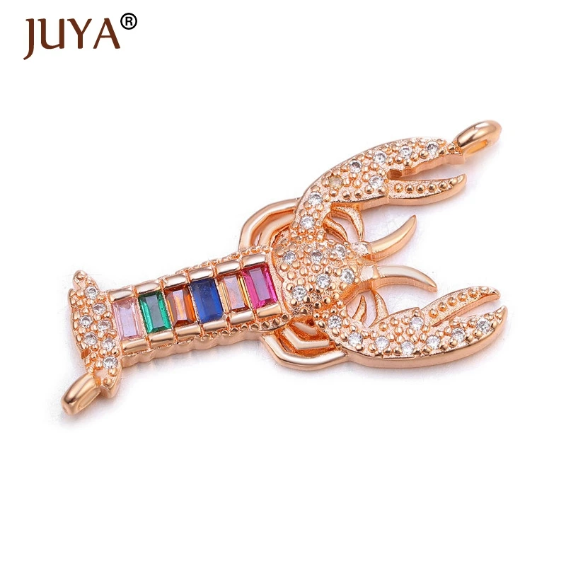JUYA, новая мода, четыре цвета, соединители животных, популярные кубические циркония, подвески в виде животных, ювелирные изделия, компоненты ручной работы - Цвет: rose gold
