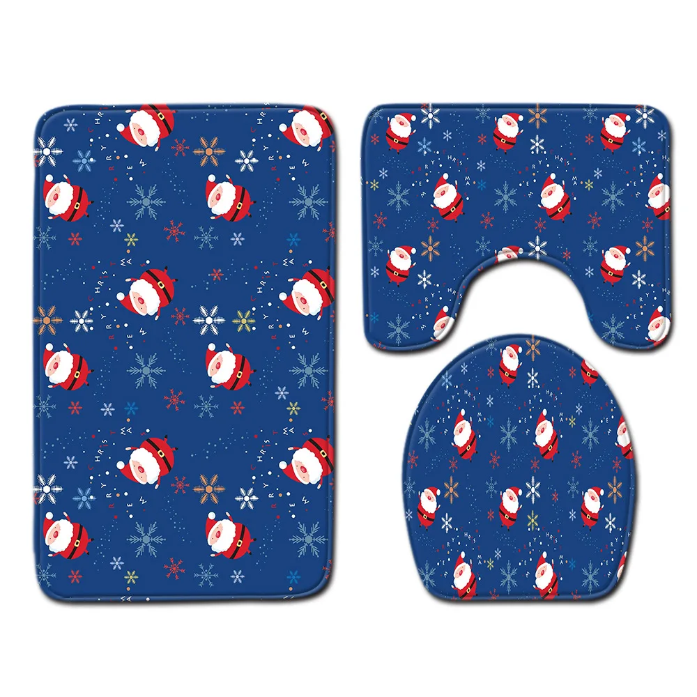 Zeegle Merry Christmas коврик для ванной, крышка для унитаза, набор ковриков, фланелевый Противоскользящий коврик для ванной, моющийся коврик для туалета, коврик для украшения дома