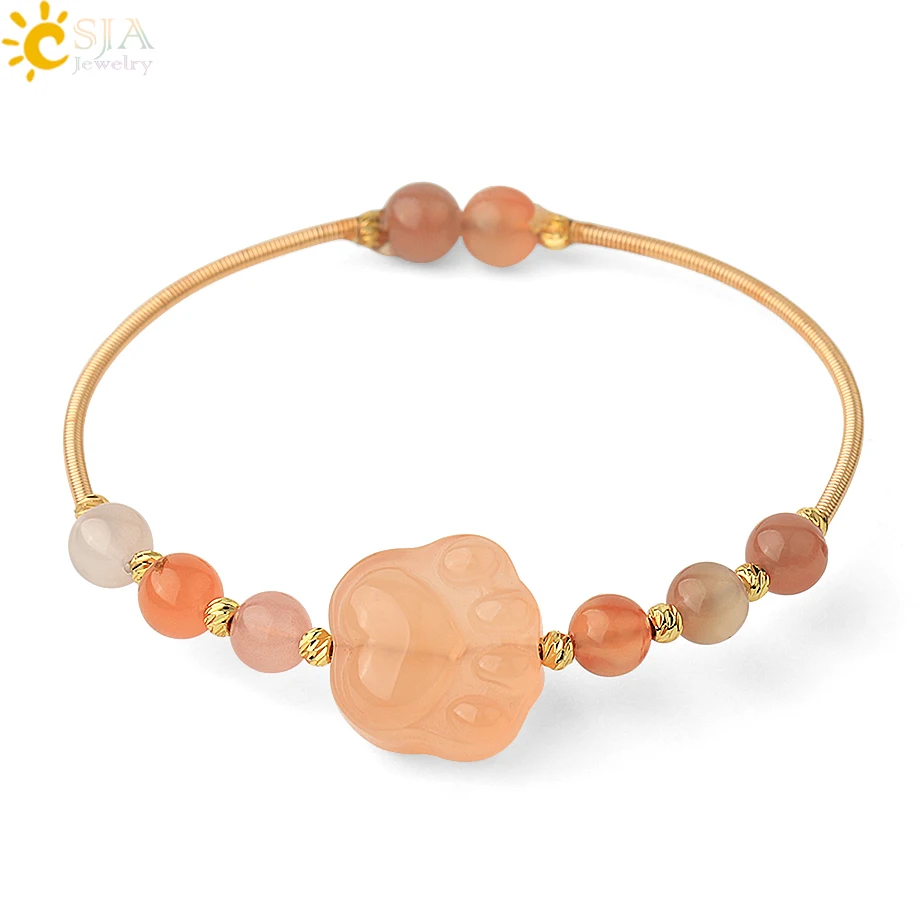 Красные Агаты CSJA браслеты манжеты с резным натуральным камнем цвета розового