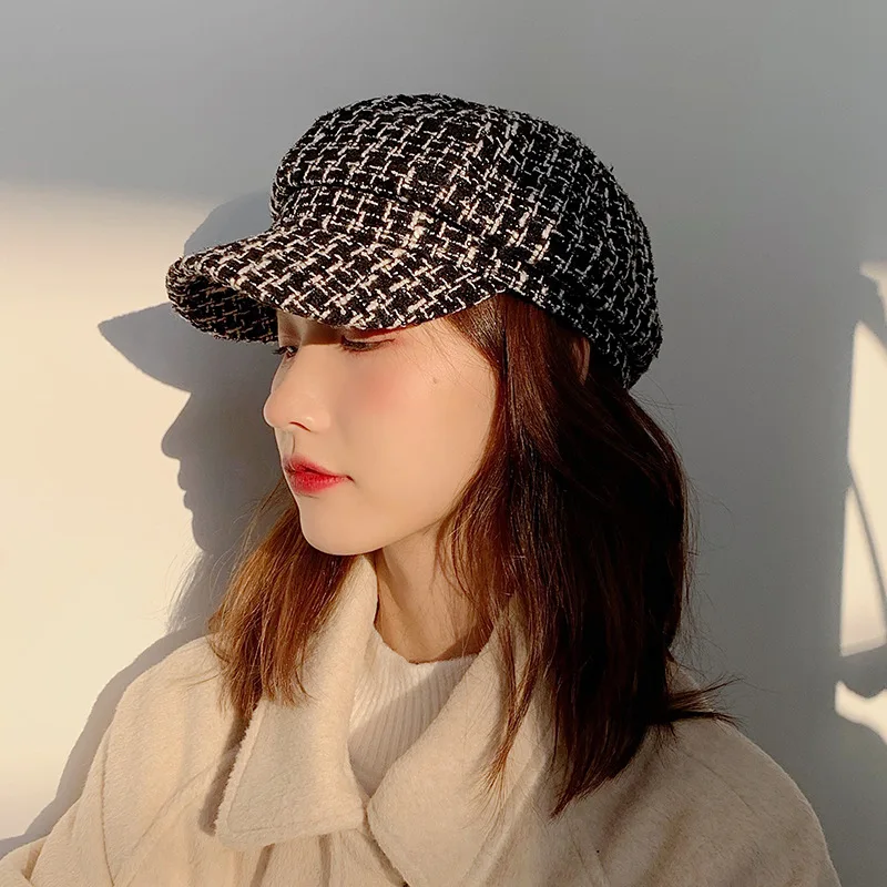 

Online Celebrity Octagonal Hat Autumn And Winter Beret Women's Korean-style England Retro Graceful Painter Cap Newsboy bei lei m