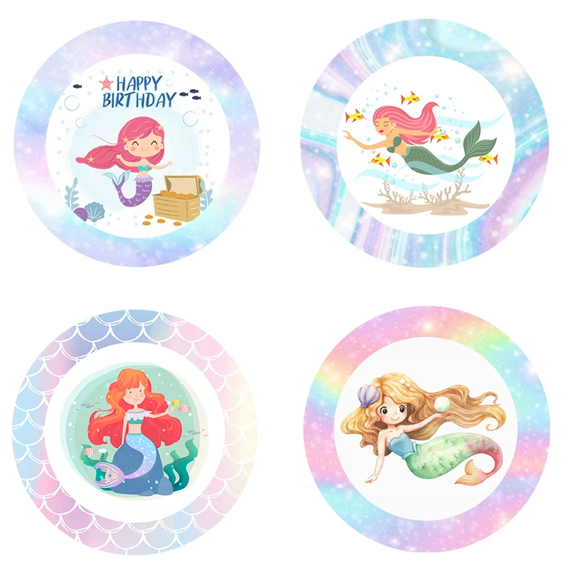 Mermaid Festival Birthday Home Sticker Party Gift Box Bag Self-adhesive Seal Labels Under The Sea DIY Decorations | Дом и сад