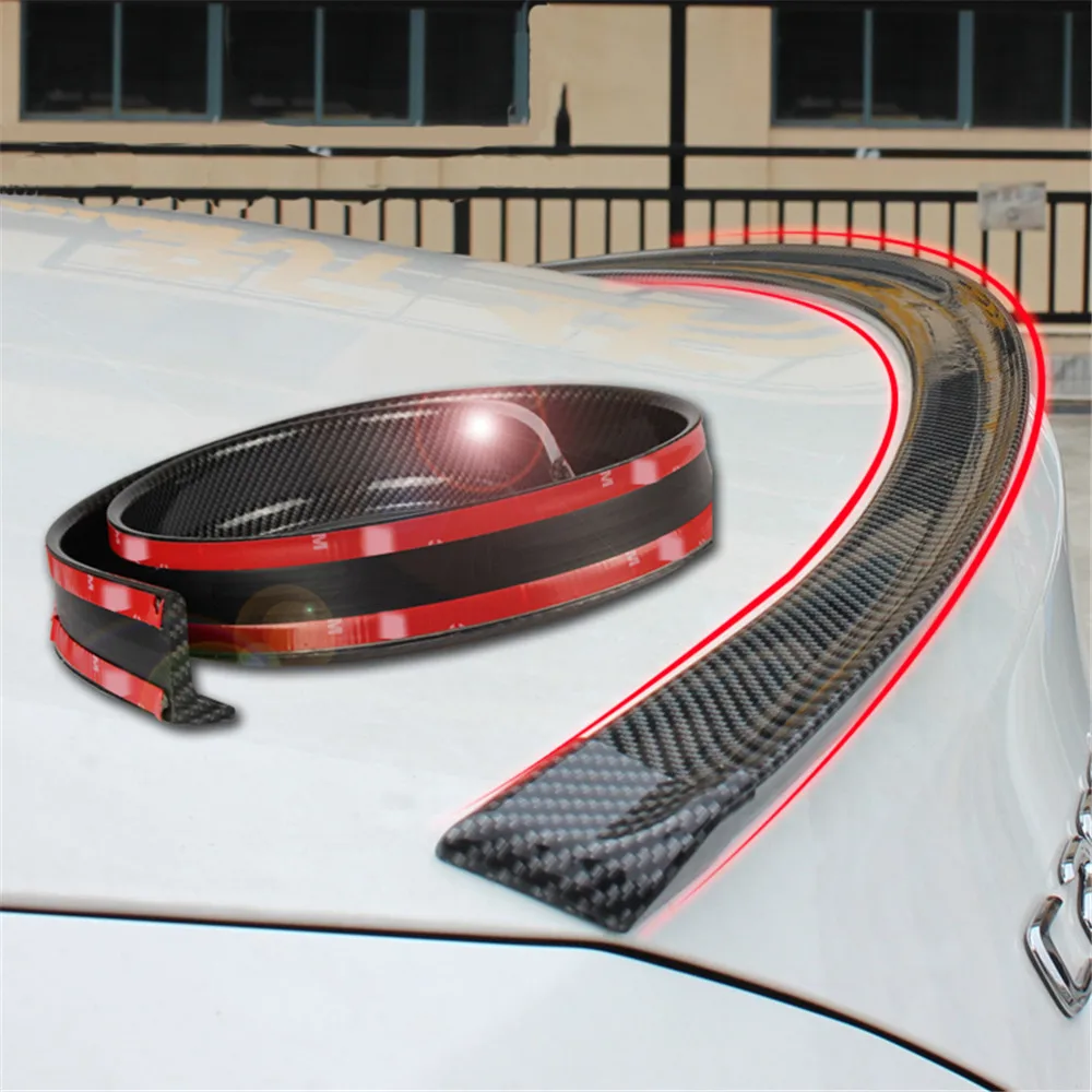 

1.5M Universal Carbon Fiber Tail Rear Spoilers Roof Wings Trunk Lip 3D Sticker Kit Tail Rubber Body Trim Auto Accessory