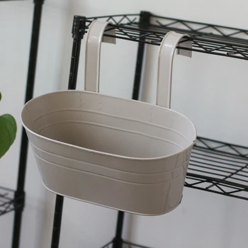 

1pc Flower Pot Oval Metal Plant Balcony Garden Planter Pots Home Decor