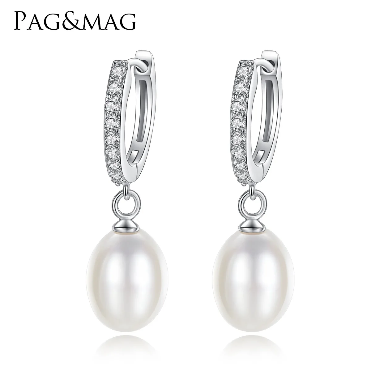 

PAG & Mag Natural Pearl Earrings Women's S925 Fine Silver Korean-style Classic Simple Ear Clip