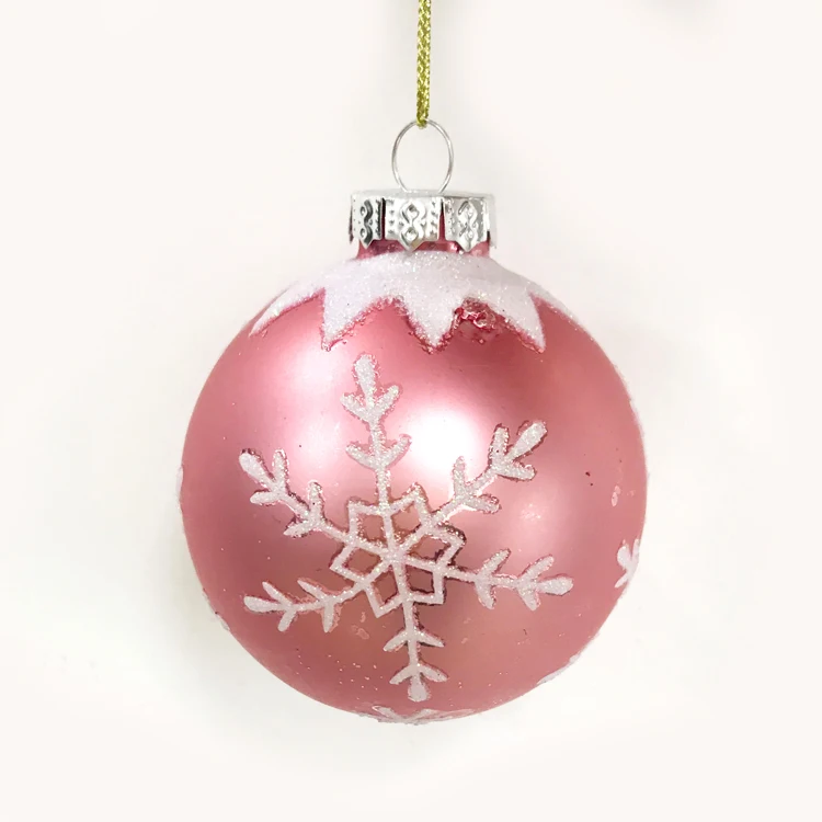 Украшения для рождественской елки, креативный стеклянный кулон на окно, подарок, международная торговля, 6,5 см, розовый снежный шар