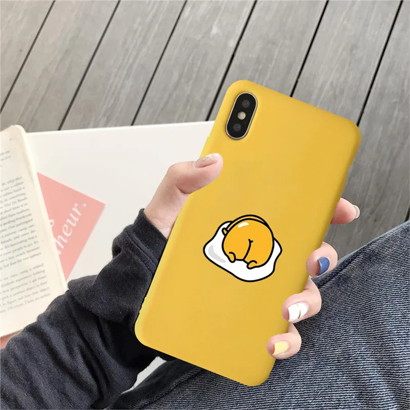 JAMULAR Cute Gudetama Lazy Egg Phone Case For iPhone 7 11 Pro XS MAX X XR 8 6 6s Plus Novelty Yellow Soft Silicone Back Cover