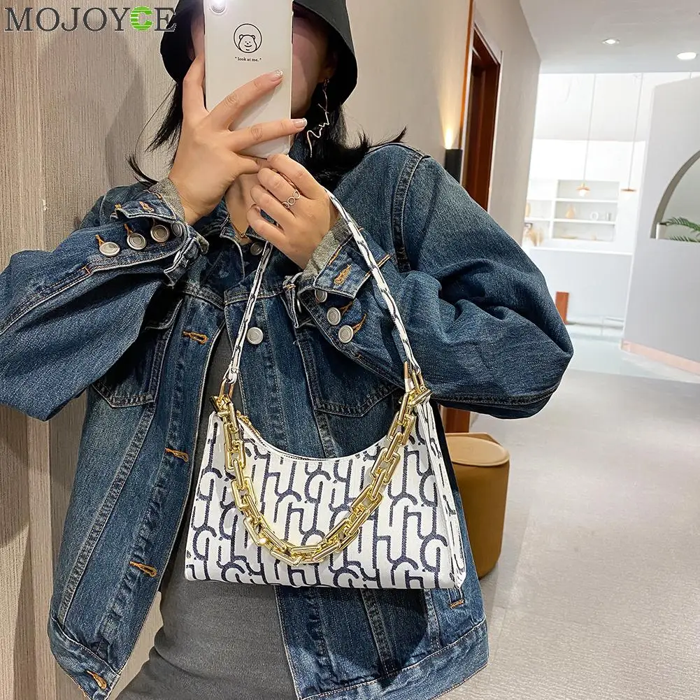 Printed Women Shoulder Underarm Bag Fashion Simple Lady Travel PU Tote Handbags for Shopping Chains Women Supplies Printed Women Shoulder Underarm Bag Fashion Simple Lady Travel PU Tote Handbags for Shopping Chains Women Supplies