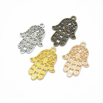 

30pcs 6 Colors 30*20mm Hand of Fatima Pendant Charms DIY Handmade Antique Jewelry Accessories for Craft Jewelry Making
