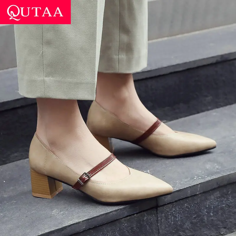 Женские туфли лодочки на платформе QUTAA повседневные из искусственной кожи