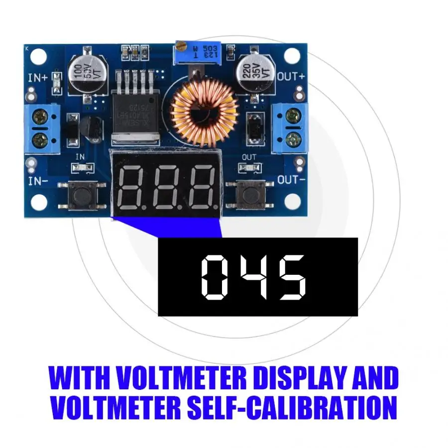 5А 75 Вт Adjustable Регулируемый понижающий модуль регулятор напряжения ЖК-дисплей понижающий модуль