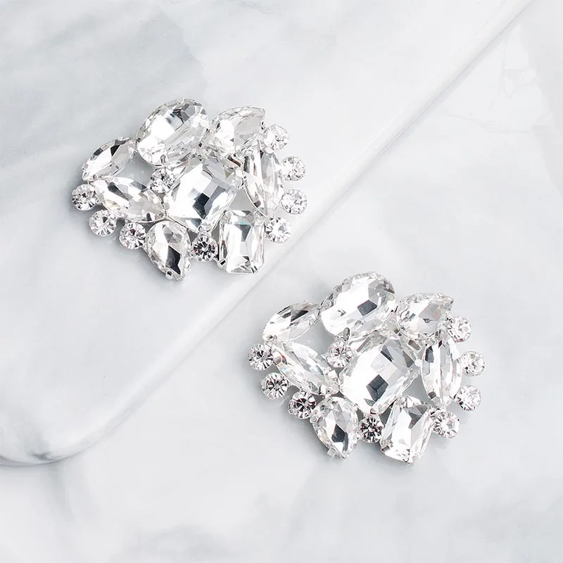 Silver Miallo/Модная женская обувь с пряжкой и большим квадратным горным хрусталем; свадебные аксессуары для невесты - Окраска металла: Silver