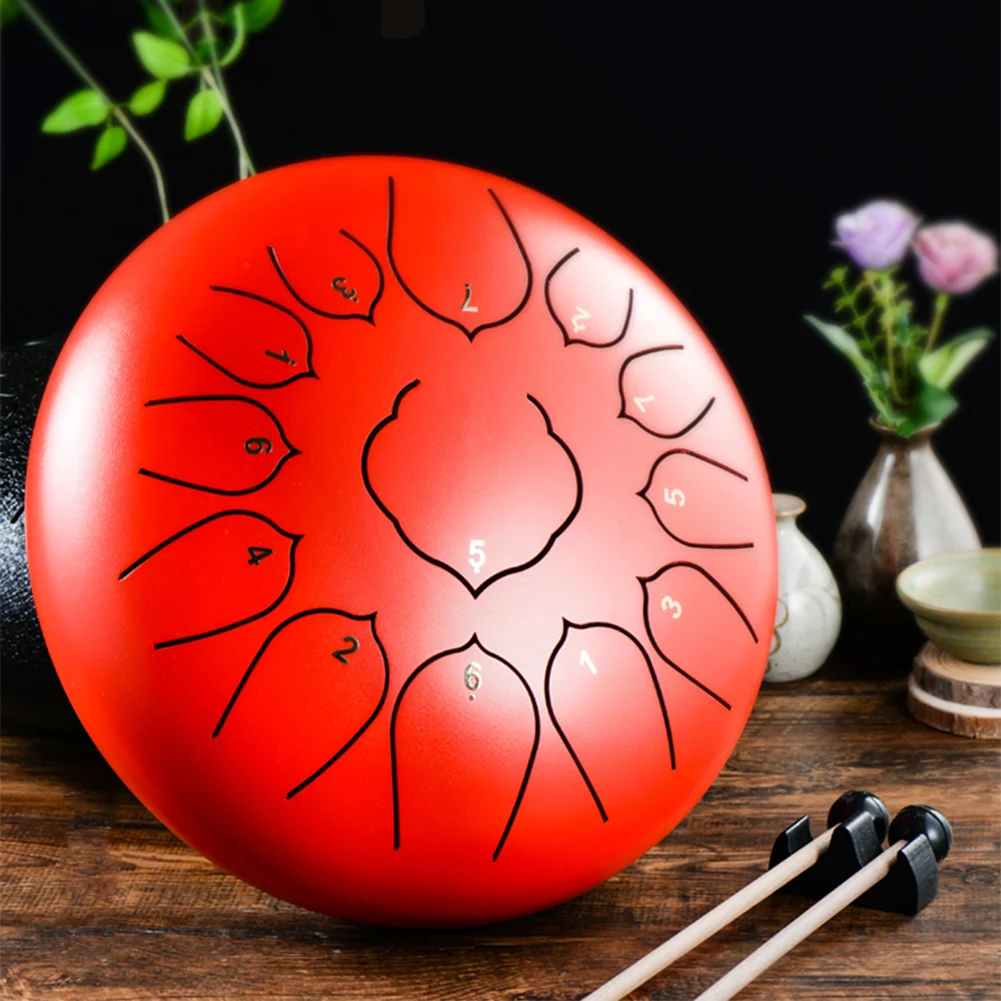

12 Inch 13 Note Steel Tongue Drum Percussion Instrument Lotus Hand Pan Drum with Drum Mallets Carry Bag
