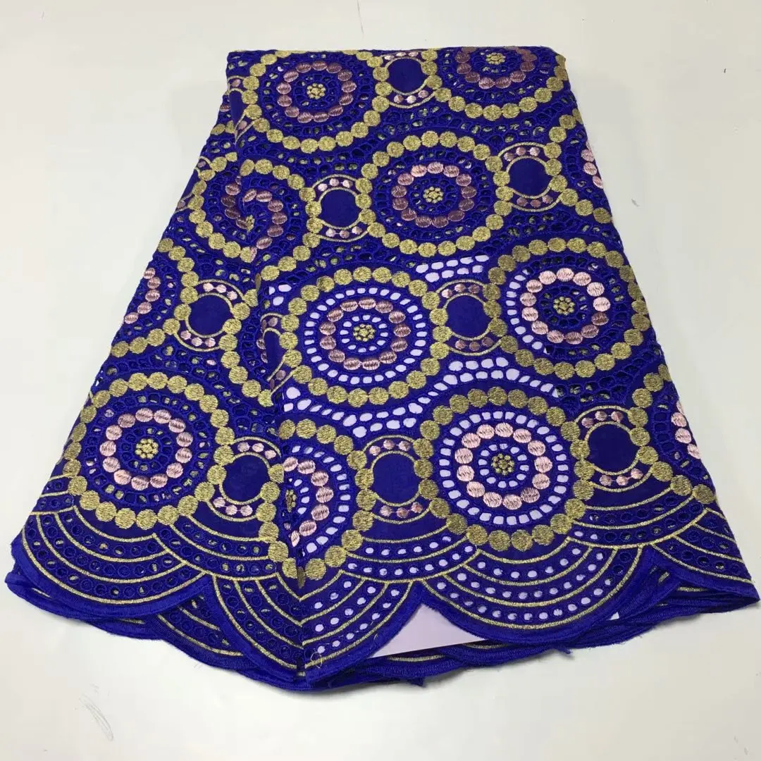 

Royal blue High Quality African Lace Fabric Popular Dubai Swiss Voile Lace In Switzerland 100% Cotton For Wedding Dress AM47801