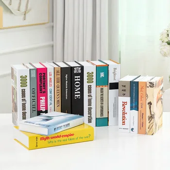 

Fake Books for Decoration Set Modern Simulation English Book Home Decor Club Hotel Model Room Study Soft Fashion Designer Books