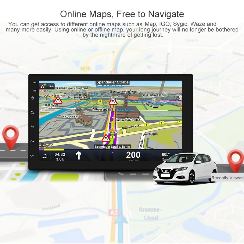 7 дюймов Android8.1 2 Din автомобильный DVD Радио мультимедийный плеер gps навигация универсальный для N issan peugeot toyota doble Din Авторадио