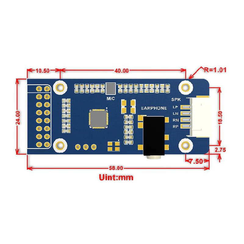 Waveshare WM8960 Stereo CODEC o Module o HAT Module Sound Card HAT Play Record