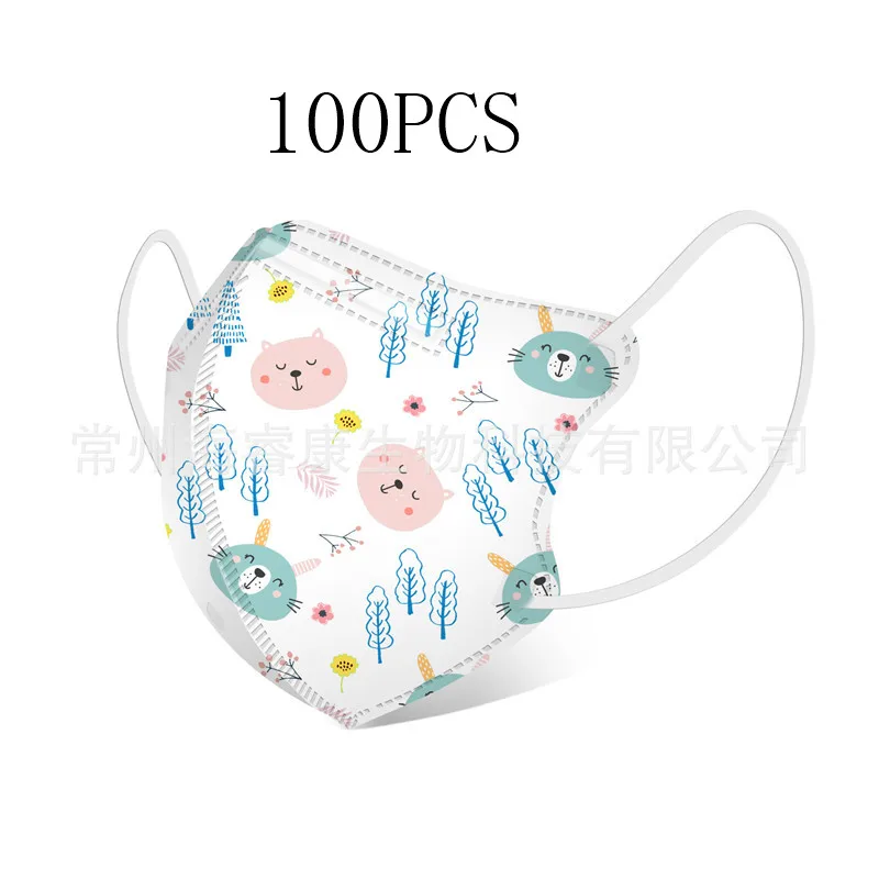 100/50/pcs/Lot Cartoon Kids Disposable Mask 4/3 Layer Child Filter Hygiene Thicken Children