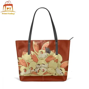 

Pikachu Handbag Fennekins Top-handle Bags Oversized Trendy Leather Tote Bag Teenage Woman Street Pattern Women Handbags