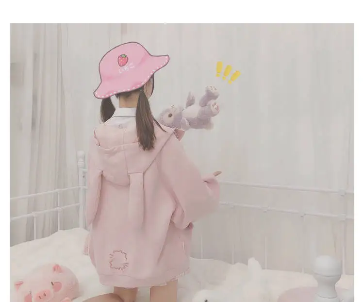 Harajuku милые стильные толстовки с капюшоном, Толстовка для школьниц, зимние свободные тонкие толстовки на молнии с героями мультфильмов, толстовки с капюшоном, женская уличная одежда