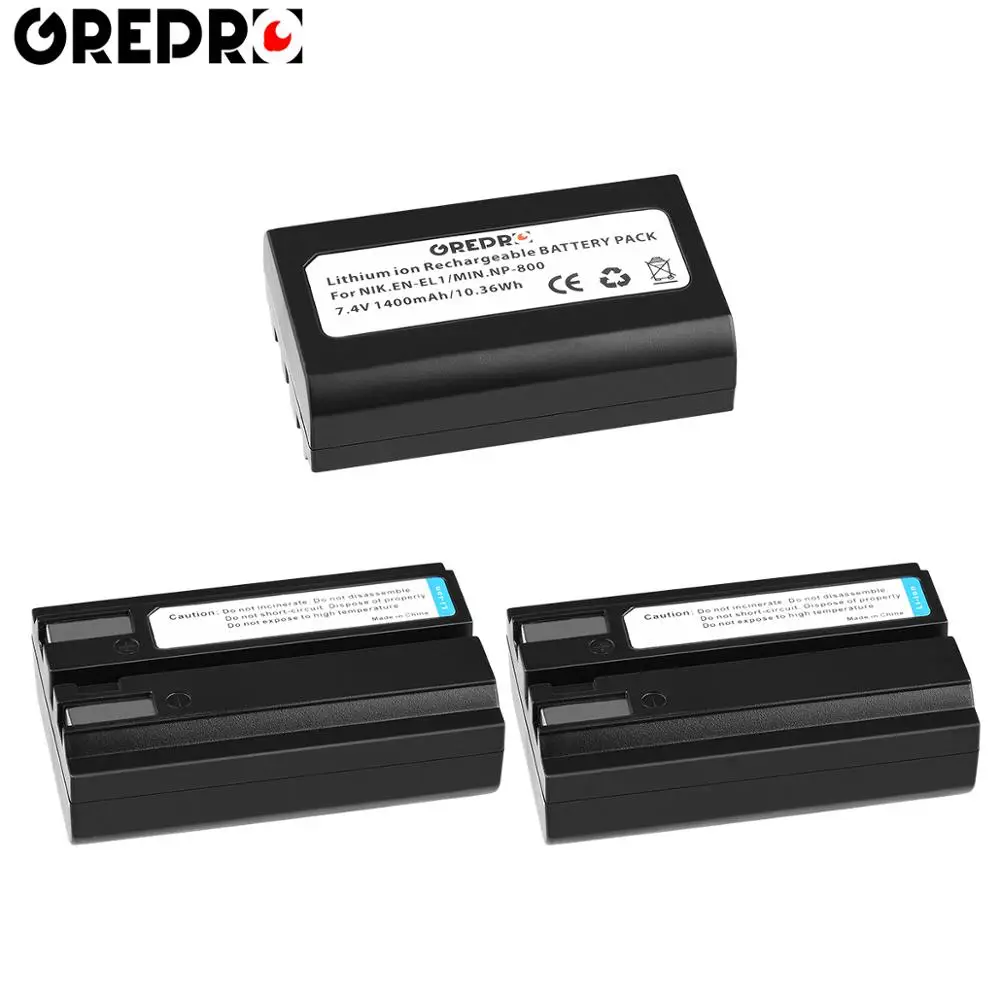 

3Pcs EN-EL1 ENEL1 EN EL1 NP-800 Battery for Nikon Coolpix 500, 775, 880, 885, 990, 995, 4300, 4500, 4800, 5000, 5400, 5700, 8700