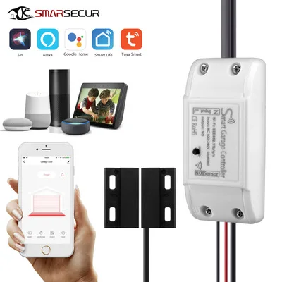 Garage Door Opener WiFi Switch Smart Door Opener for Alexa Google Home and for IFTT Smart Life/Tuya Phone APP Wireless Control