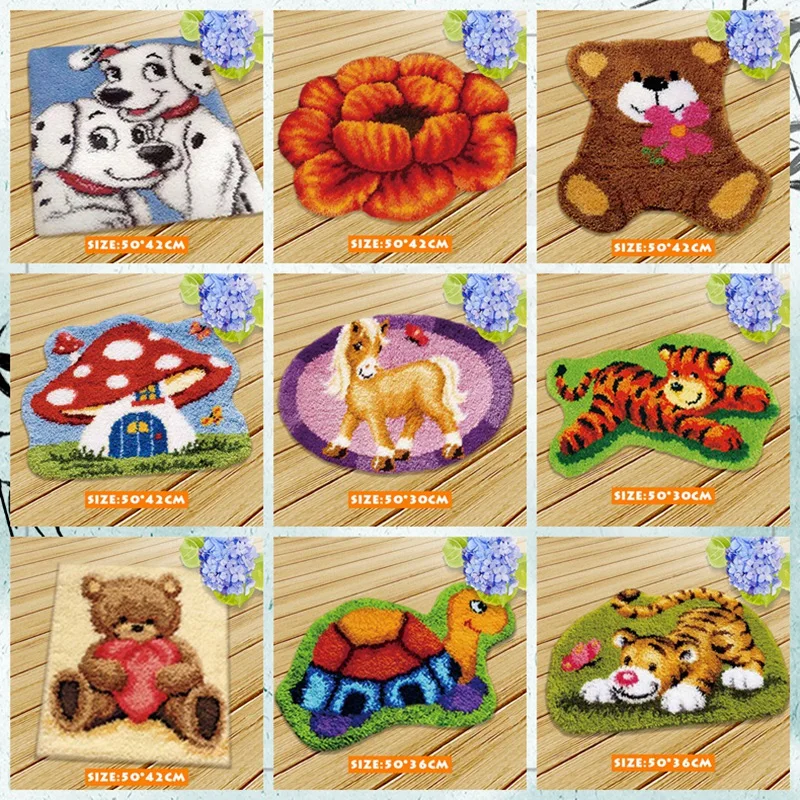 

Placemats "do it yourself" method of needlework kit latch hook rug kit Unfinshed / embroidered carpet cartoon bear pattern DIY