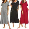 Women’s Nightdress Short Sleeve Nightgown Ultra-Soft Full Length Sleepwear Dress Silk Robe Femme Loose Pajamas пижама женская 1