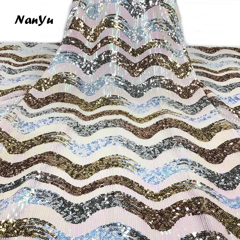 NanYu нигерийские кружевные ткани роскошная кружевная ткань с чистая ткань с блестками для свадебного платья