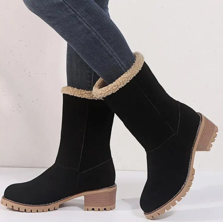 

Women's Shoes Snow Boots Ladies Winter Shoes Fashion Flock Warm Boots Ankle Boots Short Bootie Slip-On Outside Shoes Botas