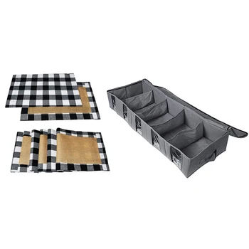 

6 Pcs Placemat Table Mat Placemat Table Placemat 30X45Cm & 1 Pcs Flexible Zippered Underbed Storage Bag