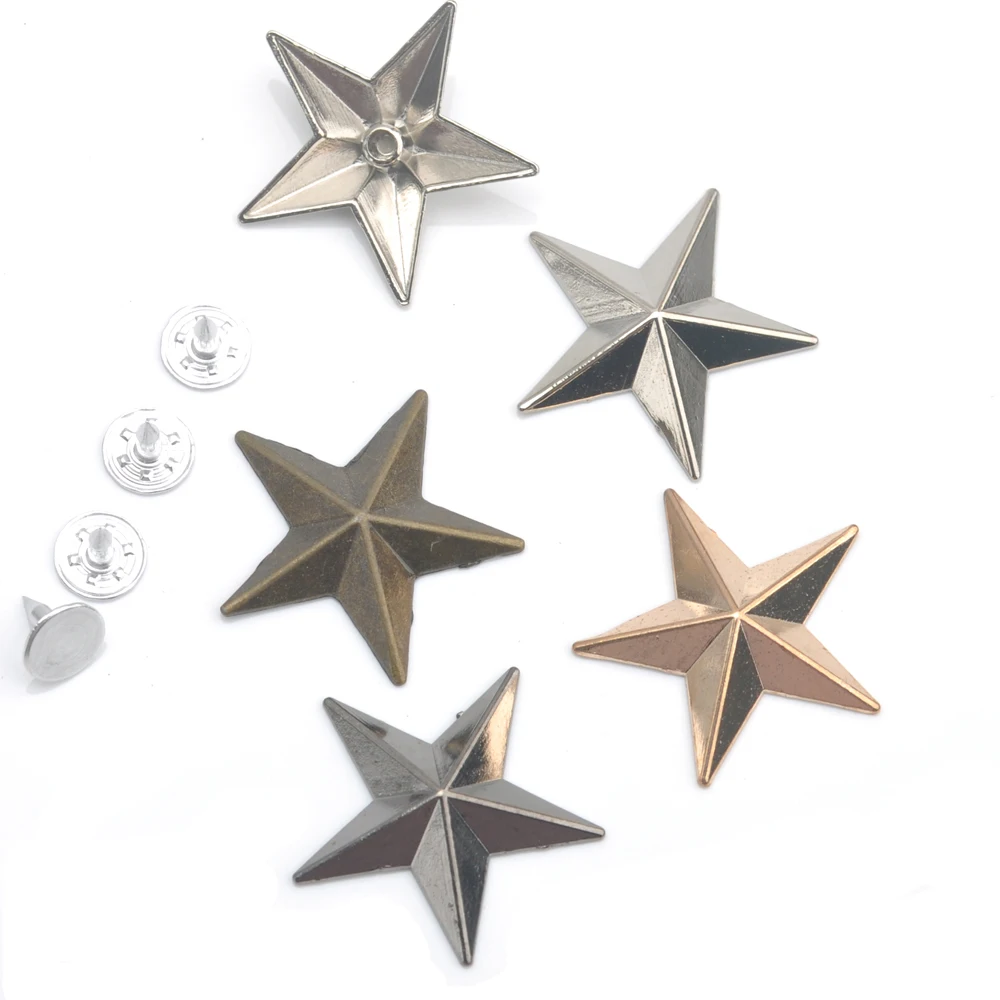 60sets/lot 29mm big zinc alloy metal rivets star jeans garments rivets alum nail nickle, black, gold bronze free shipping ZD-026