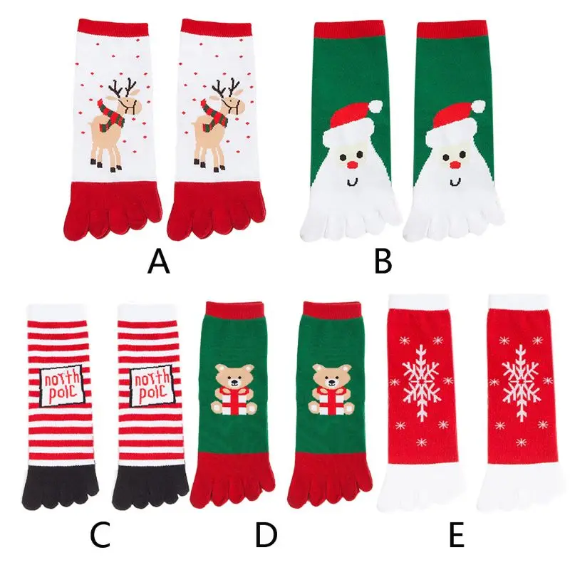 EDCRFV, унисекс, рождественские хлопковые носки с пятью пальцами, Носки с рисунком медведя, Санта-Клауса, чулочно-носочные изделия, подарки