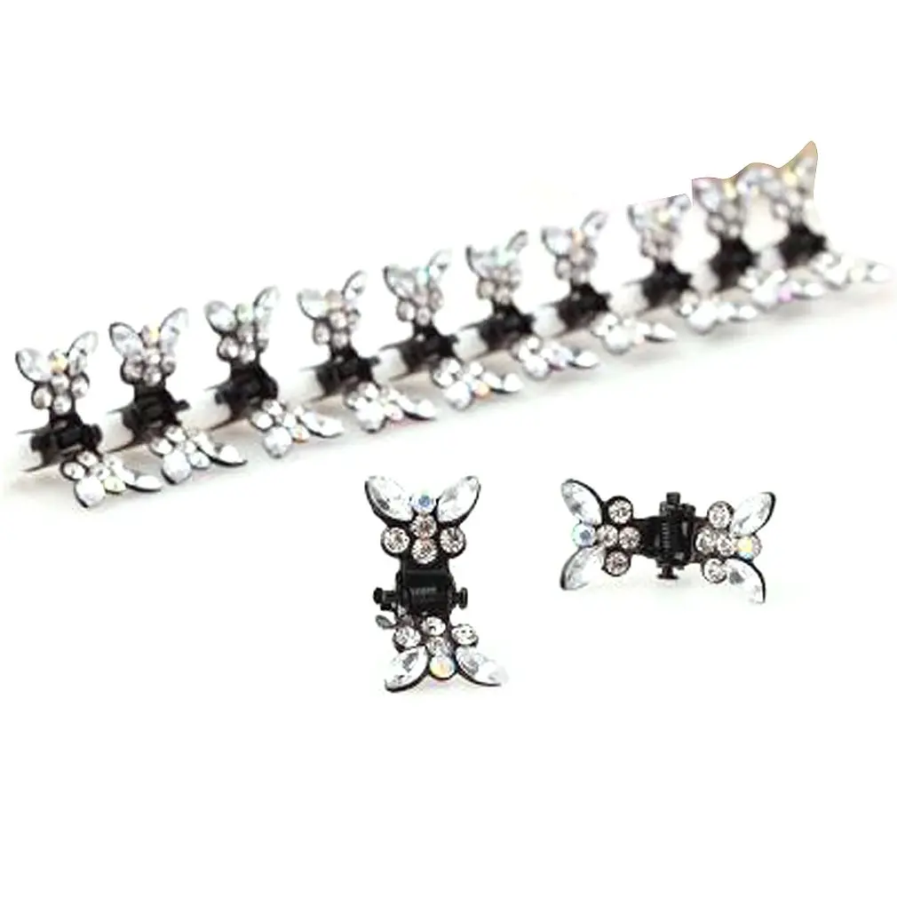 

Korea Wild Rhinestone Small Metal Hair Catch Clip Tiara Hairpin Diamond Adult Disc Hair Small Plum Small Clip Fashion 12Pcs