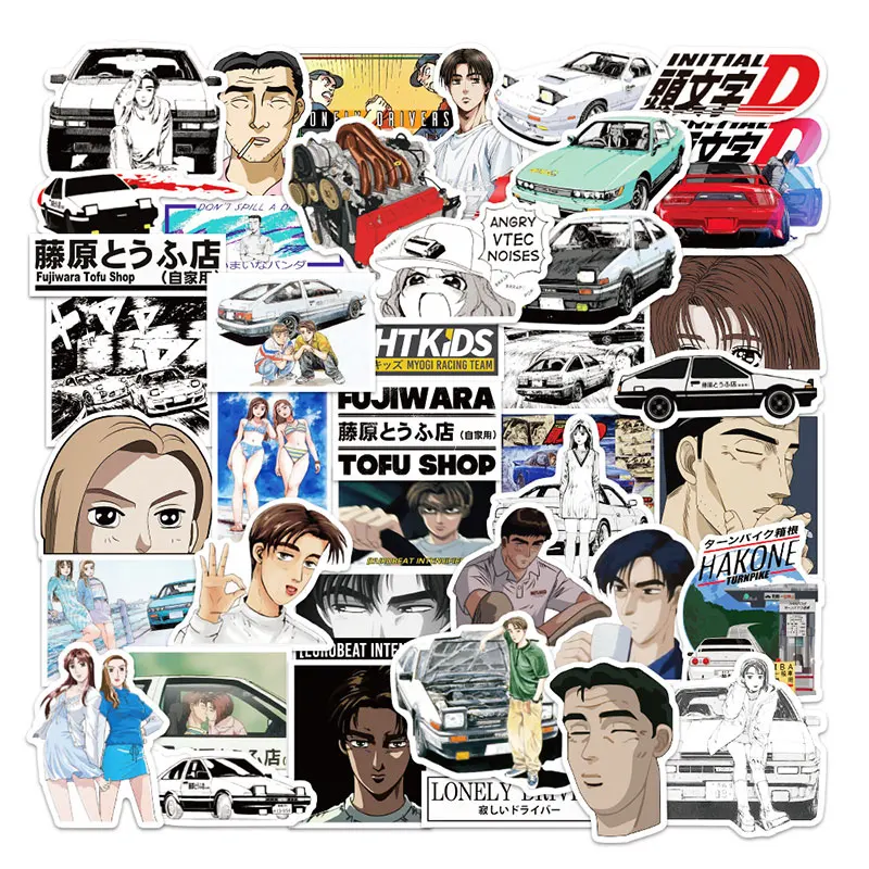 10/30/50 unids/pack anime japonés D inicial etiqueta calcomanías para cuadernos de ordenador de monopatín teléfono móvil de dibujos animados