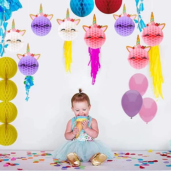 

6pcs Pink Unicorn lantern Handmade Balls Baby shower Birthday Party deco For Kids Home Deco Party Supplies Decoration