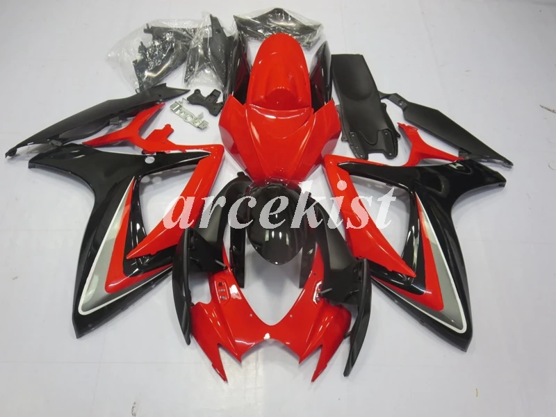 4 подарки ABS мотоцикл обтекатели комплект подходит для Suzuki GSX-R 600 750 2006 2007 06 07 GSXR600 GSXR750 холодный красный черный